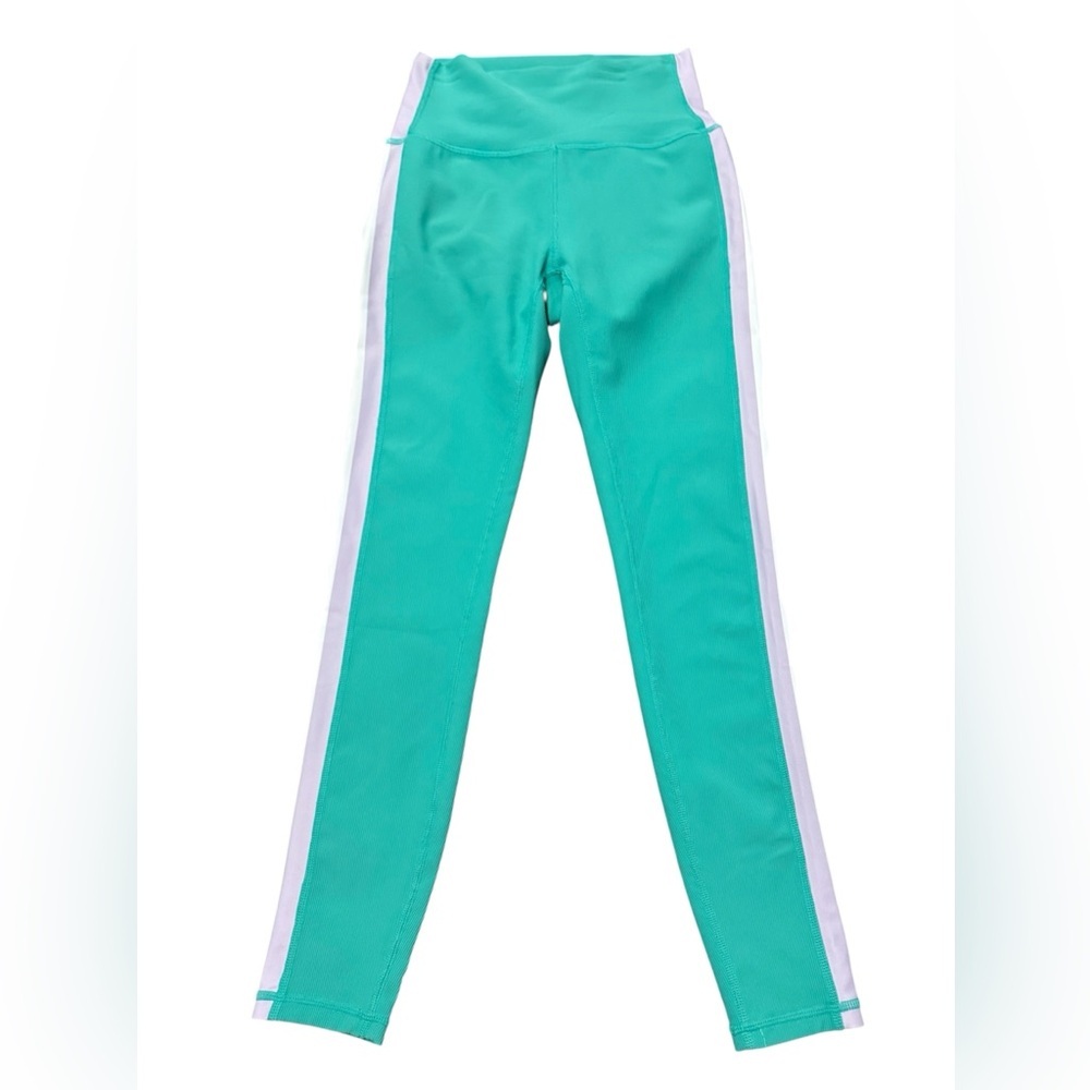 Wilo The Label Momentum high-rise leggings green apple  white purple striped XS